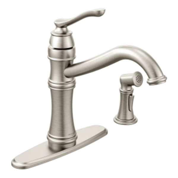 Moen Belfield Single-Handle Standard Kitchen Faucet with Side Sprayer in Spot Resist Stainless