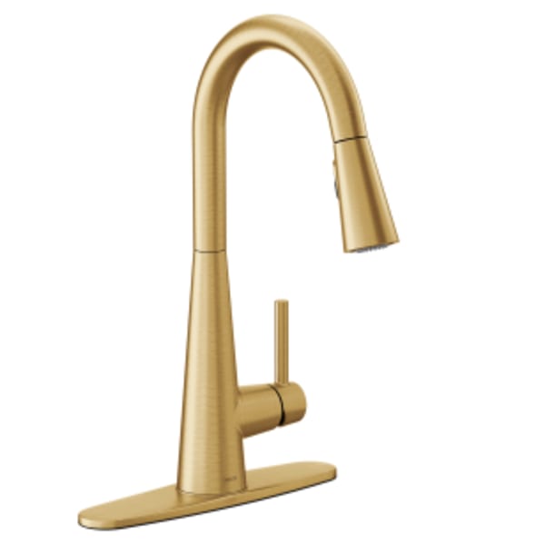 Moen Sleek Single-Handle Pull-Down Sprayer Kitchen Faucet with Reflex and Power Clean in Brushed Gold