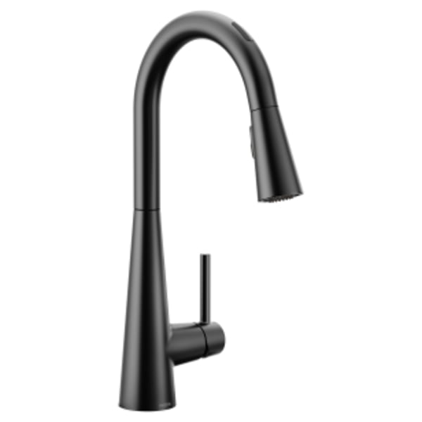 Moen Sleek Single-Handle Smart Touchless Pull Down Sprayer Kitchen Faucet with Voice Control and Power Boost in Matte Black