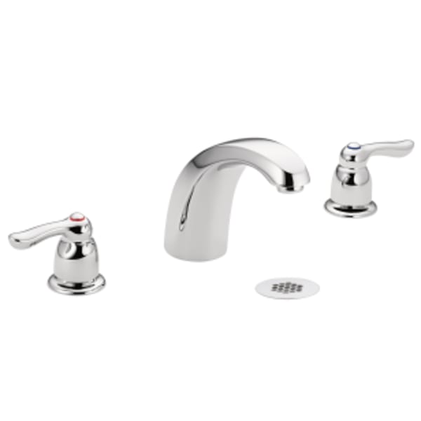 Moen M-BITION 8 in. Widespread 2-Handle High-Arc Bathroom Faucet in Chrome with Grid Strainer Waste