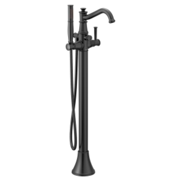 Moen Belfield Matte black one-handle tub filler includes hand shower