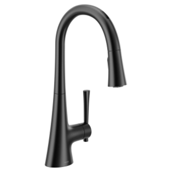 U by Moen KURV Single-Handle Pull-Down Sprayer Smart Kitchen Faucet with Voice Control in Matte Black