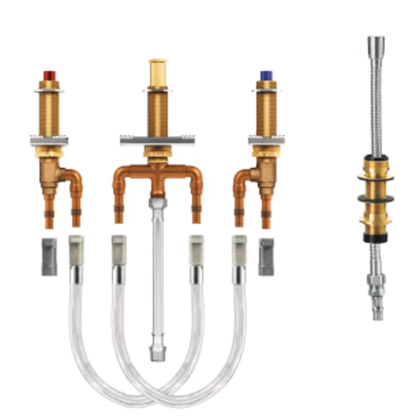 Moen M-Pact 2-Handle 4-Hole Roman Tub Adjustable Rough-In Valve with Shower Diverter - 1/2 in. PEX/CPVC Connection
