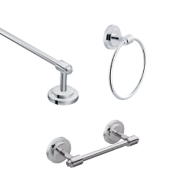 Moen Iso Chrome pivoting paper holder towel ring towel bar