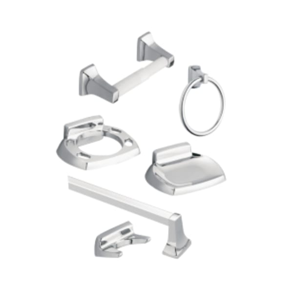Moen P5860BN Donner Porta Salvietta Ad Anello - Cromato, Design Contemporaneo, Resistente Alla Corrosione, Kit Di Montaggio Incluso