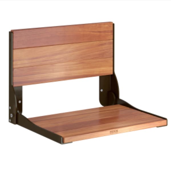 Moen Bath Safety Fold Down Teak Shower Chair in Old World Bronze