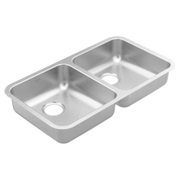 Moen Prep 32"x18" stainless steel 20 gauge double bowl sink