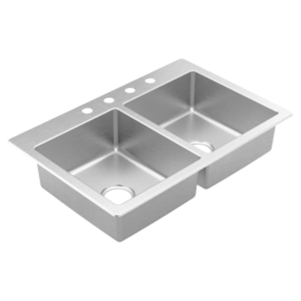 Moen Prep 33"x22" stainless steel 20 gauge double bowl drop in sink