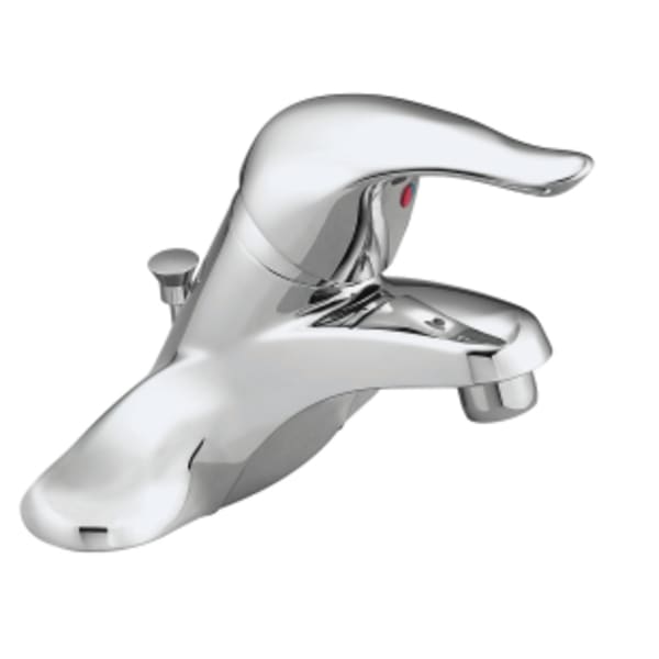 Moen Chateau 4 in. Centerset Single Handle Low-Arc Bathroom Faucet with Metal/Plastic Drain Assembly in Chrome (1/2" IPS)