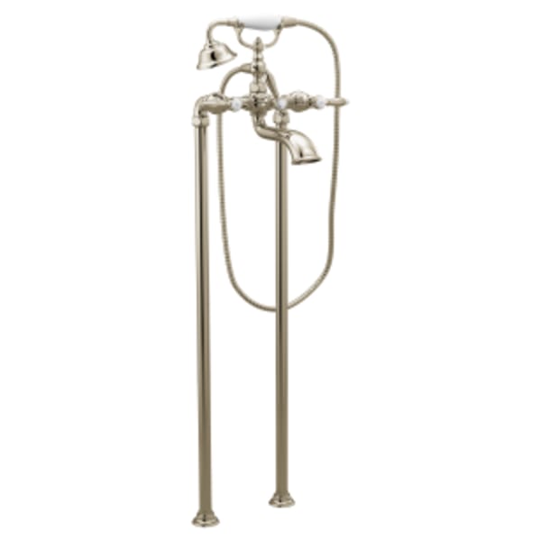 Moen Weymouth Polished nickel two-handle tub filler includes hand shower