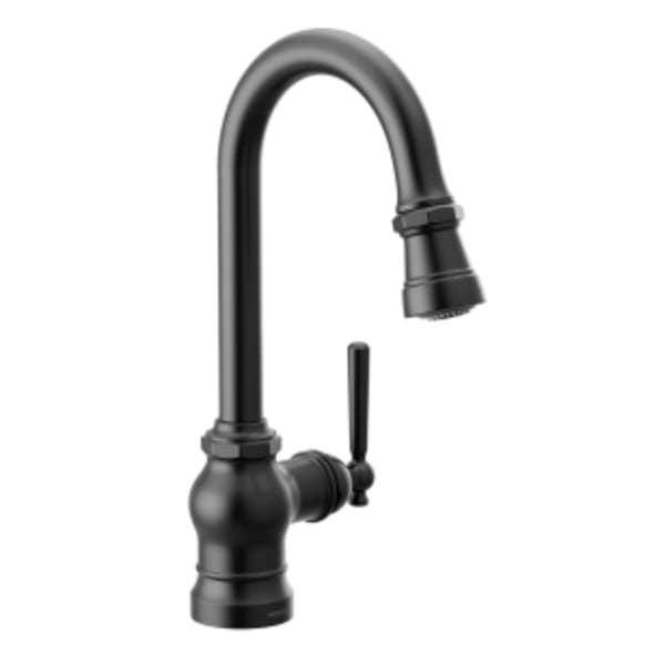 Moen Paterson Single-Handle Bar Faucet with Pull-Down Sprayer and PowerBoost in Matte Black