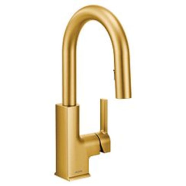 Moen STo Brushed gold one-handle pulldown kitchen faucet