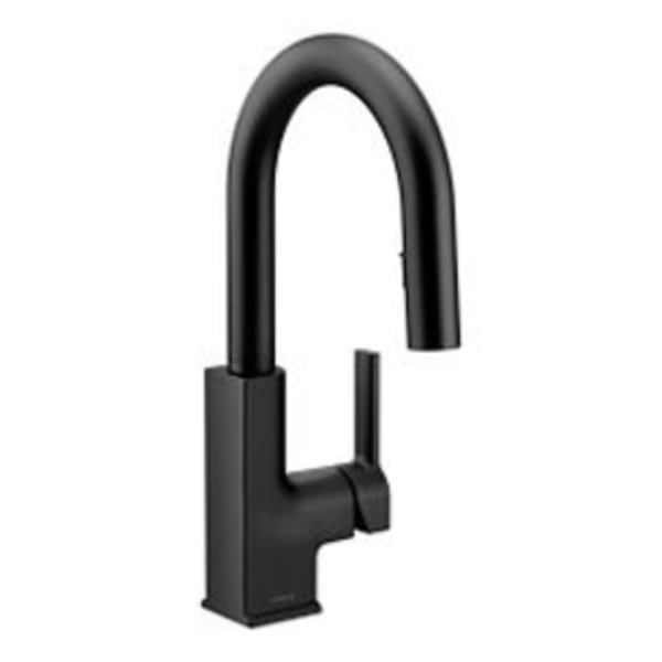 Moen STo Matte black one-handle pulldown bar faucet