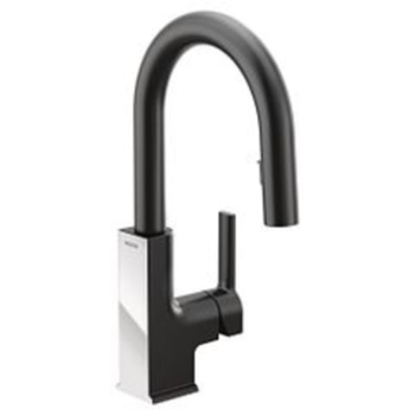 Moen STo Matte black/chrome one-handle pulldown bar faucet
