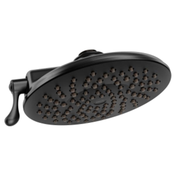 Moen Velocity Matte black two-function 8" diameter spray head rainshower