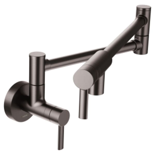 Moen Modern Wall Mounted Swing Arm Potfiller in Spot Resist Black Stainless