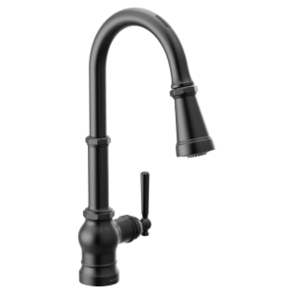 Moen Paterson Smart Faucet Touchless Pull-Down Sprayer Kitchen Faucet with Voice and Motion Control in Matte Black