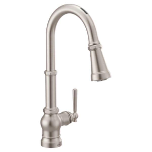 Moen Paterson Smart Faucet Touchless Pull-Down Sprayer Kitchen Faucet with Voice and Motion Control in Spot Resist Stainless