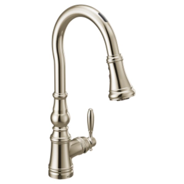 Moen Weymouth Smart Faucet Touchless Pull-Down Sprayer Kitchen Faucet with Voice and Motion Control in Polished Nickel