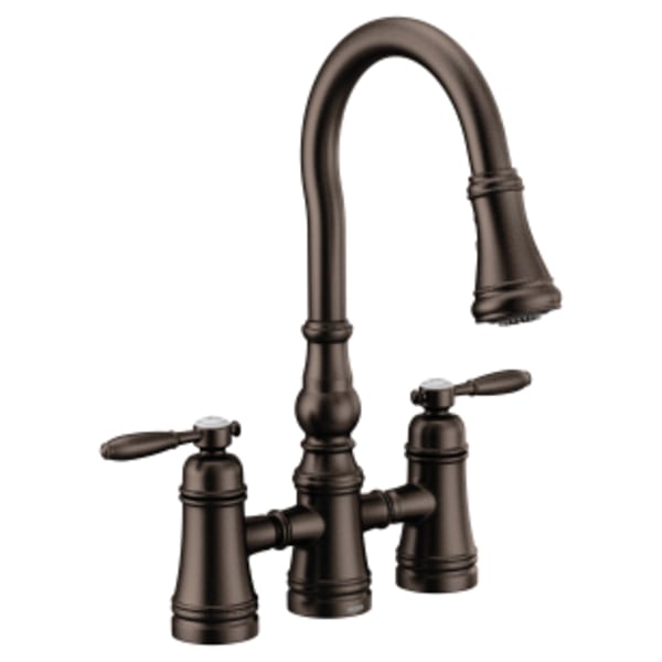 Moen Weymouth Oil rubbed bronze two-handle pulldown kitchen faucet
