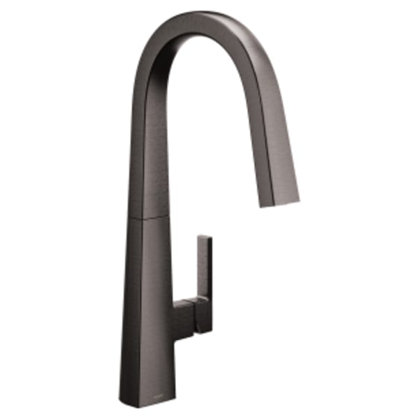 Moen Nio Single-Handle Pull-Down Sprayer Kitchen Faucet with Reflex and Power Clean in Black Stainless