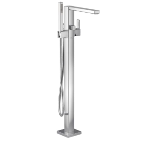 Moen 90 Degree Chrome one-handle tub filler includes hand shower