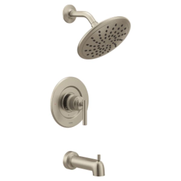 Moen Gibson 1-Handle Posi-Temp Rain Shower Tub and Shower Faucet Trim Kit in Brushed Nickel (Valve Not Included)