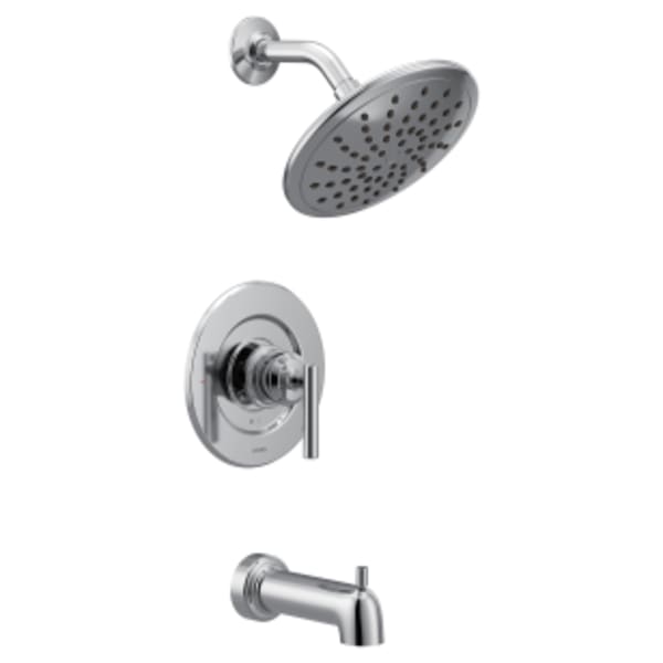 Moen Gibson 1-Handle Posi-Temp Rain Shower Tub and Shower Faucet Trim Kit in Chrome (Valve Not Included)