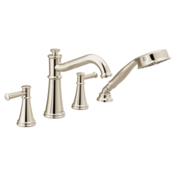 Moen Belfield 2-Handle Deck-Mount Roman Tub Faucet with Handshower in Polished Nickel (Valve Sold Separately)