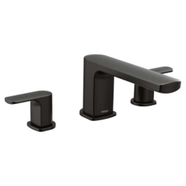 Moen Rizon 2-Handle Deck-Mount Roman Tub Faucet Trim Kit in Matte Black (Valve Sold Separately)