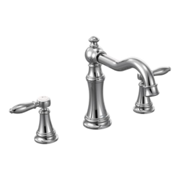 Moen Weymouth 2-Handle Deck Mount Roman Tub Faucet Trim Kit with Hand Shower in Chrome (Valve Sold Separately)