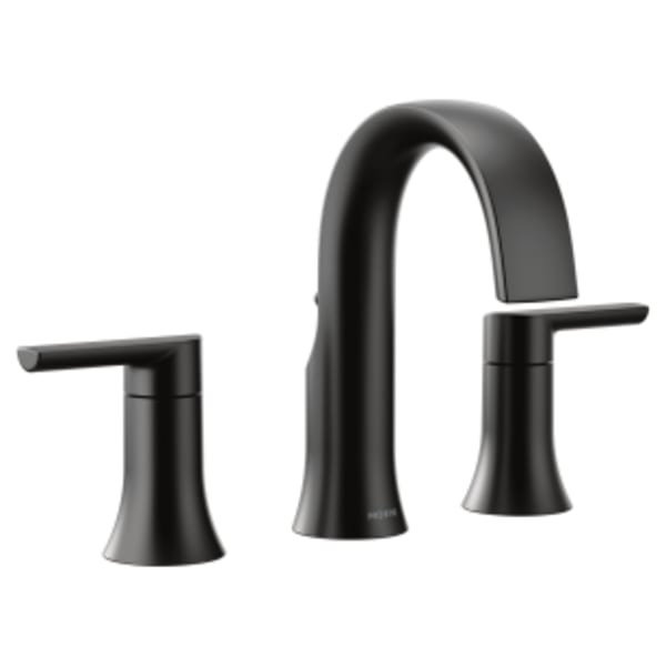 Moen Doux 8 in. Widespread 2-Handle Bathroom Faucet Trim Kit in Matte Black (Valve Sold Separately)