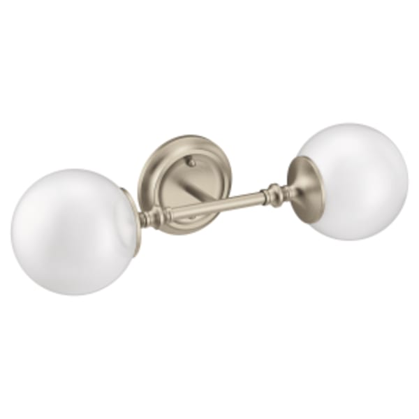 Moen Colinet 2-Light Dual-Mount Bath Bathroom Vanity Fixture with Frosted Glass in Brushed Nickel