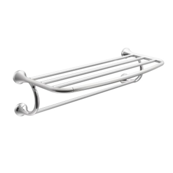 Moen Eva 10 in. L x 7 in. H x 26 in. W Zinc Hotel-Style Bathroom Shelf in Chrome