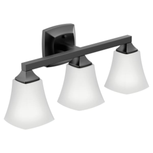 Moen Voss Matte black three globe bath light