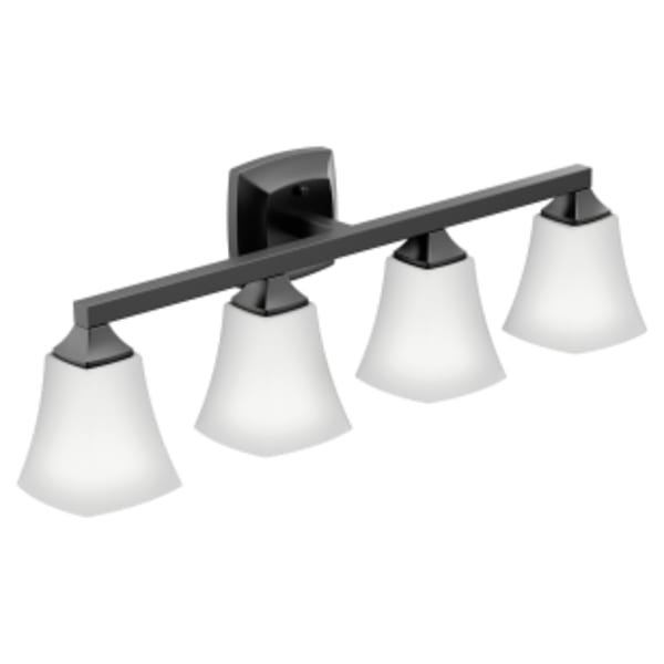 Moen Voss Matte black four globe bath light