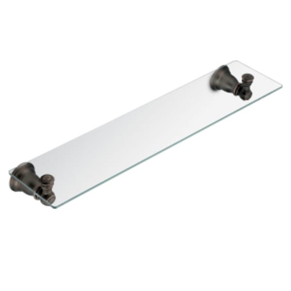 Moen Kingsley 5-1/4 in. L x 2-9/10 in. H x 22-3/4 in. W Wall-Mount Clear Glass Shelf in Oil Rubbed Bronze