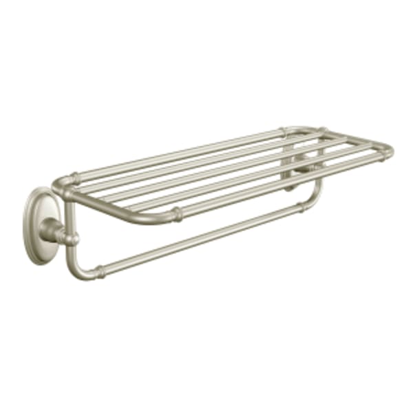 Moen Kingsley 10-1/25 in. L x 6-4/9 in. H x 26-4/5 in. W Stainless Steel Hotel-Style Bathroom Shelf in Brushed Nickel