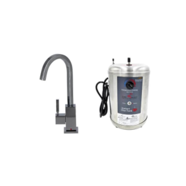 Hot Water Faucet with Contemporary Square Body & Little Gourmet® Premium Hot Water Tank - Matte Black