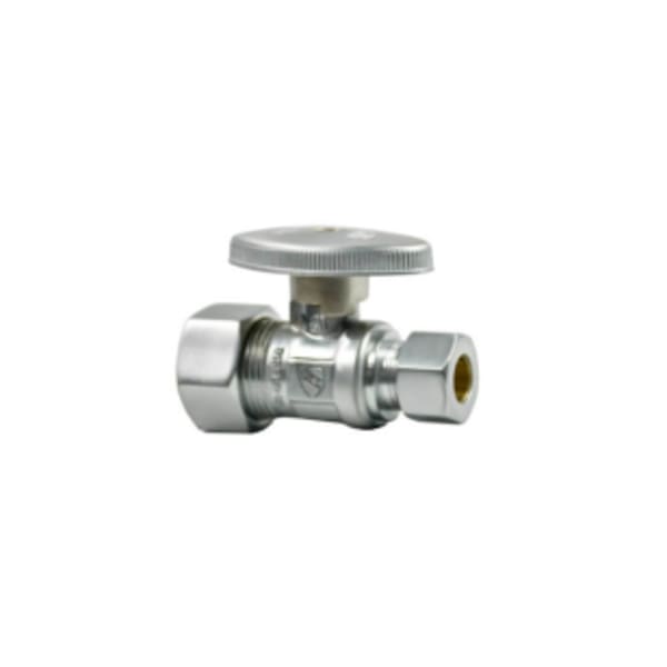 Brass Oval Handle with 1/4 Turn Ball Valve - Lead Free - Straight (1/2" Compression) - Polished Copper
