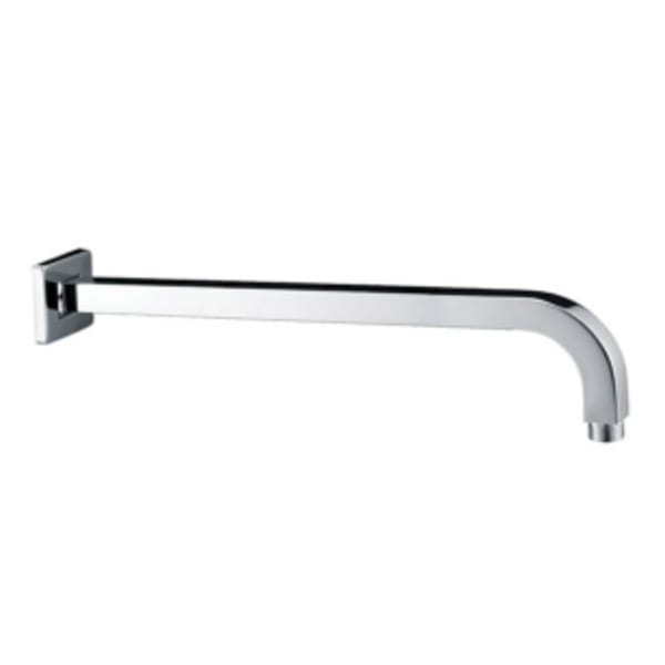 Curved Square Wall Rain Arm (12") - Polished Chrome