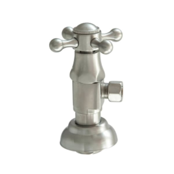 Brass Deluxe Cross Handle with 1/4 Turn Ceramic Disc Cartridge Valve - Lead Free - Angle (1/2" Female) - Antique Brass