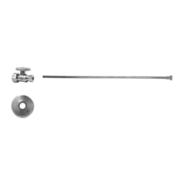 Toilet Supply Kit - Brass Oval Handle with 1/4 Turn Ball Valve (MT410-NL) - Straight, Flat Head Riser - Pewter