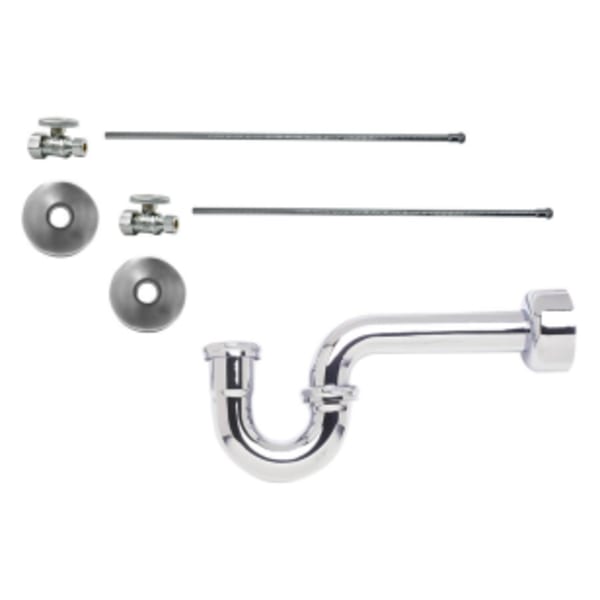 Lavatory Supply Kit - Brass Oval Handle with 1/4 Turn Ball Valve (MT410-NL) - Straight, P-Trap 1-1/2" - Venetian Bronze