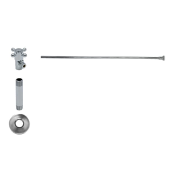 Toilet Supply Kit - Brass Cross Handle with 1/4 Turn Ceramic Disc Cartridge Valve (MT4001X-NL) - Angle, Flat Head Riser - Oil Rubbed Bronze