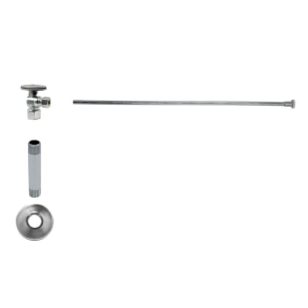 Toilet Supply Kit - Brass Oval Handle with 1/4 Turn Ball Valve (MT401-NL) - Angle, Flat Head Riser - Venetian Bronze