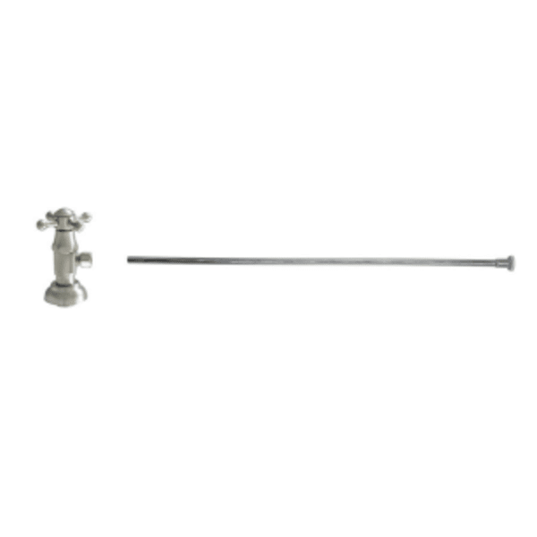 Toilet Supply Kit - Brass Cross Handle with 1/4 Turn Ceramic Disc Cartridge Valve (MT4004X-NL) - Angle, Flat Head Riser - Venetian Bronze
