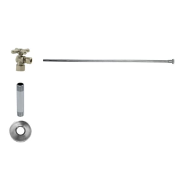 Toilet Supply Kit - Brass Cross Handle with 1/4 Turn Ball Valve (MT616-NL) - Angle, Flat Head Riser - Oil Rubbed Bronze