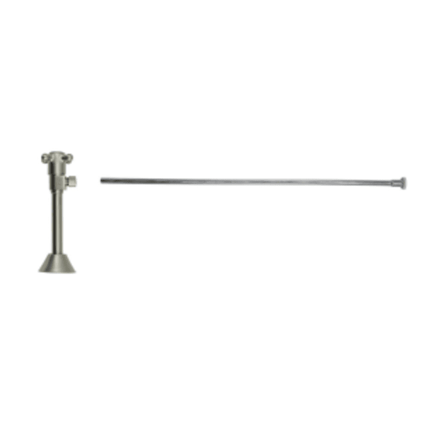 Toilet Supply Kit - Brass Cross Handle 1/4 Turn Ceramic Disc Cartridge Valve (MT416X-NL) - Angle Sweat, Flat Head Riser - Antique Brass