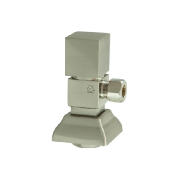 Contemporary Square Handle with 1/4 Turn Ceramic Disc Cartridge Valve - Lead Free - Angle (1/2" Compression) - Unlacquered Brass